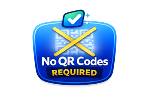 No QR Codes Required badge